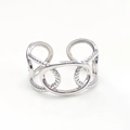 Detail of silver stainless steel open ring with oval link and twisted rope design - Twisted Rope Buckle Design (R6058)