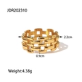 Detail view of 18K gold plated stainless steel hollow chain ring with dimensions and weight - US 6 / Gold