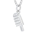 Collier pendentif popsicle en argent avec pavé de zircons étincelants pour femme - Platine - Zirconia Blanc