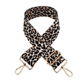 Tracolla larga regolabile con stampa leopardata e moschettoni in metallo dorato per borse - Leopardo Beige Nero (Stile 3)