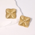 Classici orecchini a perno quadrati in acciaio inossidabile placcato oro 18k texturizzati - Oro