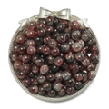 Close-up of red and black mottled round beads for DIY jewelry making in a silver plate - Gilded Floral Bead - Red Black