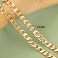 6.6mm gold-plated 3:1 flat oval link chain displayed on a light wooden jewelry stand - Width 6.6mm / 1m / Gold