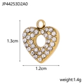 Vista dettagliata del ciondolo a cuore con strass di 1,3 cm per 1,2 cm - Cuore Svuotato Oro con Strass Completi (JP44253D2A0)