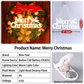 Light-up Merry Christmas sign with reindeer design and dimensions 27.5x10.5cm - Button Battery Model / Warm White