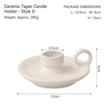 Candelabro nórdico de cerámica mate con asa circular y base en blanco marfil - Blanco Bizcocho - Estilo D