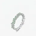 Bague élégante en argent S925 avec fleurs en émail vert et cristaux brillants - Taille US 5 / Argent Sterling S925 (Vert Menthe)