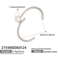 Minimalist C-shaped stainless steel bangle featuring a 1.16cm large white pearl accent - Stainless Steel/Imitation Pearl / Single Pearl Open Thick Bangle (Z193) / Steel