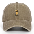 Casquette de baseball en coton délavé kaki avec une broderie de chien golden retriever - Kaki