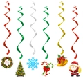 Lot de 6 décorations spirales de Noël avec Père Noël, cloches et sapins festifs - Lot de 6 Spirales de Noël