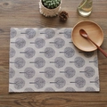 Linen placemat with forest tree prints in beige and black for rustic dining decor - Light Color (Double Layer)