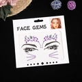 Face gems set featuring purple and silver rhinestones for creative party makeup - Charming Purple