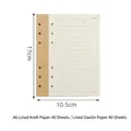 Recambio de papel A6 de 6 agujeros con 80 hojas rayadas en kraft marrón y crema - Recambio de Papel Mixto A6 / 40 Kraft + 40 Rayado