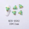 Detailed view of cactus resin nail charms sized 10x11mm on a white mannequin nail - Green Cactus MZH-9582
