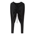 Damen Kapuzenoberteil in Schwarz mit Faltenlegung, Kordelzug und langem Saumdesign - S / Schwarz