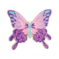 Detalle del broche de mariposa colorida en esmalte púrpura y rosa con borde dorado - Rosa/Púrpura/Azul (XZ7089)