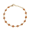 Pulsera de acero dorado con cuentas de ojo turco naranja y cadena ajustable de moda - Naranja (B4201--H)