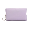 Borsa cosmetica impermeabile in pelle PU viola chiaro con trama a croce e portachiavi - 17x7x10cm / Viola Chiaro