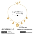 Gold stainless steel starfish and pearl necklace with letter D pendant and dolphin charms - Letter D Ocean Elements Multi-Pendant (JDNW2406015-D)