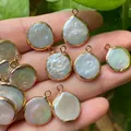 Golden plated irregular baroque pearl pendant with iridescent freshwater shine - No.47 Single Loop Width 15-16mm