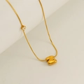Golden titanium steel chain necklace with 3D puffy letter H pendant and zircon stone - Letter Z