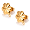 Orecchini a perno a quadrifoglio dorati in acciaio inossidabile con asola per gioielli DIY - 01 Oro (Quadrifoglio)
