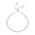 Bracelet en perles d'eau douce baroques avec billes en argent S925 et fermoir coulissant - Bracelet en Perles Réglable à Tirer Argenté (GPB09-P)