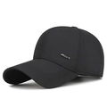 Classic black men's outdoor baseball cap featuring a premium silver metal sports logo - Adjustable / Black