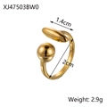 Specifiche dettagliate delle dimensioni dell'anello a fiocco dorato in acciaio inossidabile - Stile Unico dal Design Geometrico (XJ47503BW0)