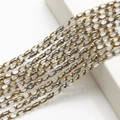 Macro shot of 4x6mm oval transparent glass beads with gold trim for DIY jewelry making - 4x6mm Gold Edged Seed Beads approx. 48pcs/Strand / Transparent White Gold Edge