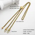 Adjustable golden lantern chain strap with metal ball slider and lobster clasps - Gilded Lantern Chain + Pineapple Grid Ball
