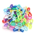 Close-up of colorful non-slip silicone loop connectors with metal springs for glasses chains - Mixed Colors+Silver