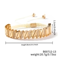 Detail eines goldenen geometrischen Armbands mit Zirkonia und verstellbarem Seilband - B00712-13 (Trapez Geometrisch Zirkon)