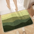 Rectangular green gradient mountain landscape plush non-slip bathroom bath mat - 40*60cm / Green Fields and Mountains