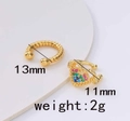 Dettaglio dei polsini per orecchie a fiocco placcati oro 18k da 11mm e 13mm - Set Cuore con Zirconi Colorati / Stile Cuore