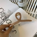 Light brown glossy acrylic hair claw clip with golden metal spring for thick hair - 13cm Hanger Type / Deep Nude Pink