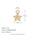 Detailed 18K gold-plated stainless steel star pendant with tiny zircons and 11.2x8.0mm dimensions - White Zircon Star Pendant - Gold