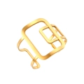 Minimalist 18K gold plated stainless steel open bangle with abstract geometric rectangles - Exaggerated Abstract Geometric Open Bangle