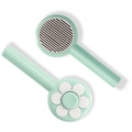 Spazzola per animali verde menta con aghi in acciaio inox e funzione di auto-pulizia - Piastra di Spinta a Petalo / Verde