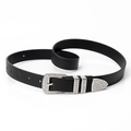 Ceinture noire Y2K en cuir avec boucle argentée sertie de strass brillants - Noir