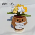Handmade crochet potted plant with yellow flowers and a Thank You For Helping Me Grow card - Positive Potted-Deep Pot Pearl Forget-me-not Gradient Yellow