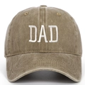 Vintage washed khaki baseball cap with white DAD embroidery in a classic retro style - Adjustable / Khaki DAD