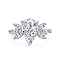 Anello in argento sterling S925 con pietra a pera e dettagli marquise - US 5 / Zirconia Bianca a Pera
