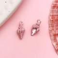 Pink enamel shell pendants for DIY jewelry sets, elegant marine themed ocean charms - Pink Enamel Ocean Conch