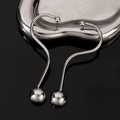 Boucles d'oreilles minimalistes en argent avec des sphères métalliques polies - Crochet d'oreille perle créatif (0638) / Argent