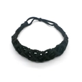 Handmade black woven bohemian headband with adjustable cotton rope knots design - Black