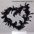 Elegant 90cm black heart-shaped feather cake topper decoration for princess parties - Black Large Feather Strip