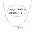Golden pearl necklace with 5.9mm white pearls and 40+5cm adjustable chain length - Freshwater Pearl Station Chain Necklace