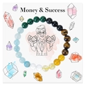 8mm multi-stone bracelet with amethyst and tiger eye on a Money and Success card - Money and Success Style 3 (Money Success-3)