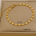 Detail of 18K gold plated titanium steel bracelet with 18+5cm adjustable chain and clasp - S-Link Chain (6-5)